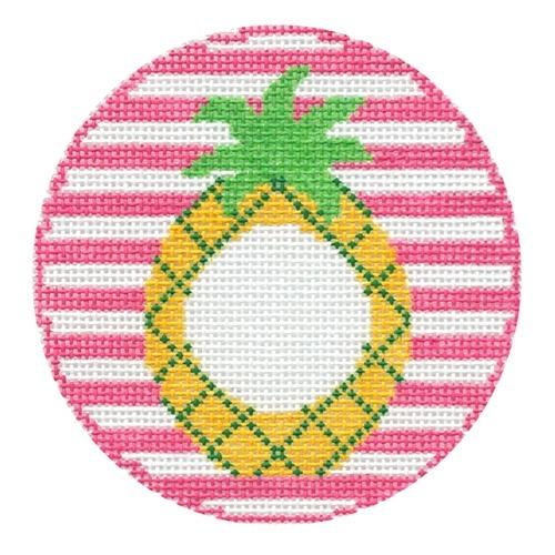 Pineapple Monogram Round Painted Canvas Rachel Donley