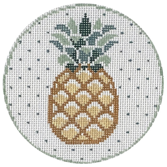 Pineapple Round Painted Canvas Kathy Schenkel Designs 