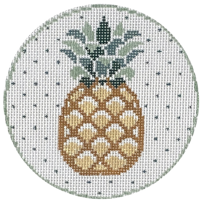 Pineapple Round Painted Canvas Kathy Schenkel Designs 