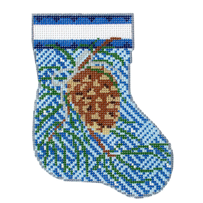 Pinecone on Jennie Mini Stocking Painted Canvas KCN Designers - 1