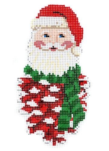 Pinecone Santa Painted Canvas Susan Roberts Needlepoint Designs, Inc.