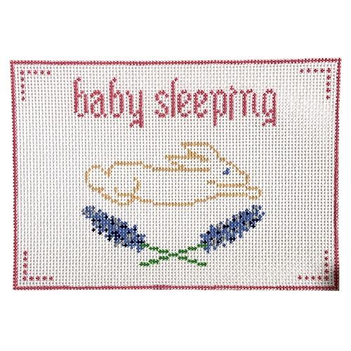 Pink Baby Sleeping Painted Canvas Anne Fisher Needlepoint LLC 