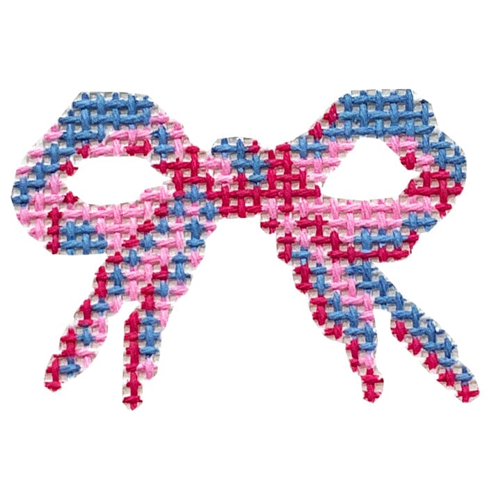 Pink Bow Painted Canvas Anne Fisher Needlepoint LLC