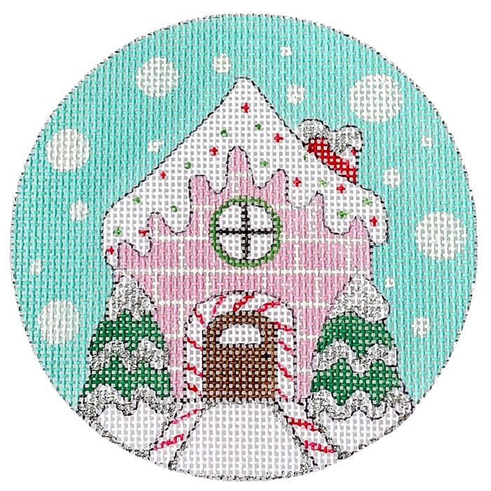 Pink Brick House Round Painted Canvas Alice Peterson Company - 1