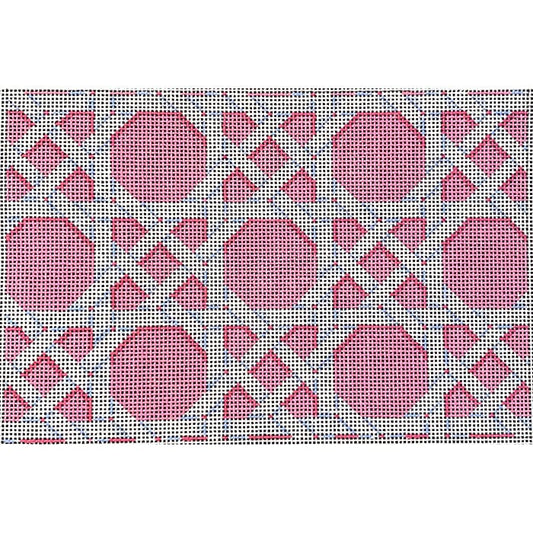 Pink Caning Pattern Clutch Painted Canvas Two Sisters Needlepoint 