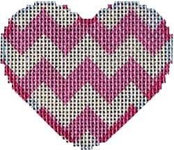 Pink Chevron Mini Heart Painted Canvas Associated Talents