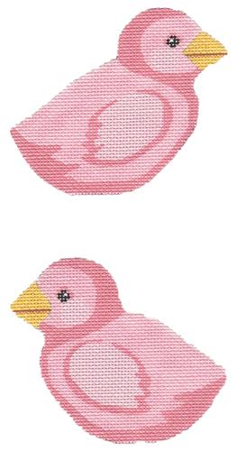 Pink Clip On Chick Painted Canvas Labors of Love Needlepoint