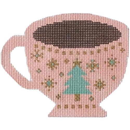 Pink Coffee Mug Painted Canvas Stitch Rock Designs - 1