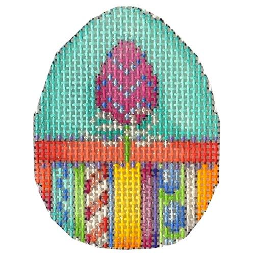 Pink Egg / Hoppy Stripes Mini Egg Painted Canvas Associated Talents - 1