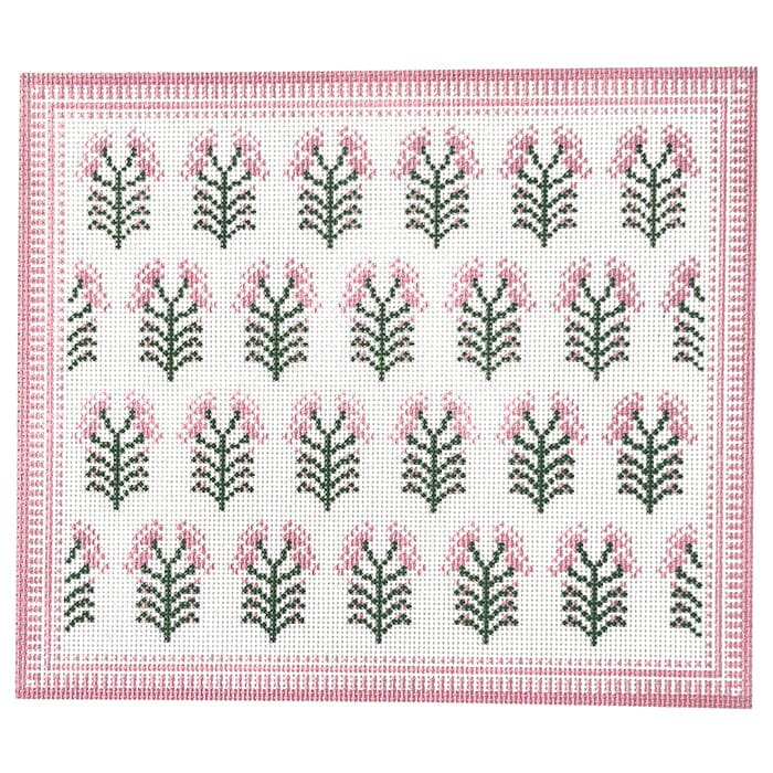Pink Floral Pillow Painted Canvas KCN Designers - 1