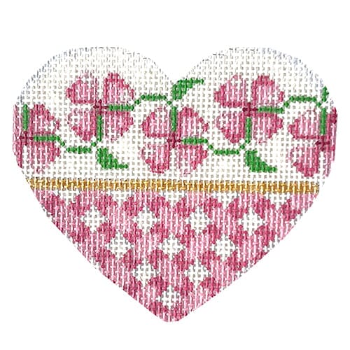 Pink Floral/Lattice Heart Painted Canvas Associated Talents - 1