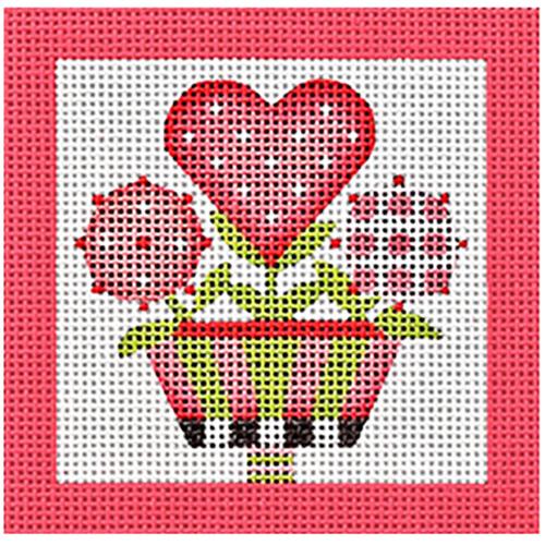 Pink Flower Pot Square Painted Canvas Melissa Shirley Designs - 1
