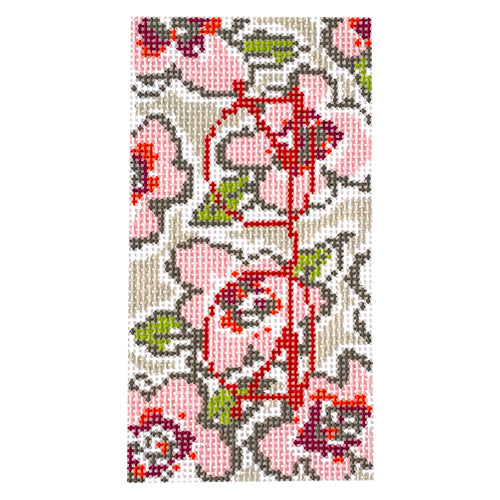 Pink Flowers Eyeglass Case Painted Canvas Pippin - 1