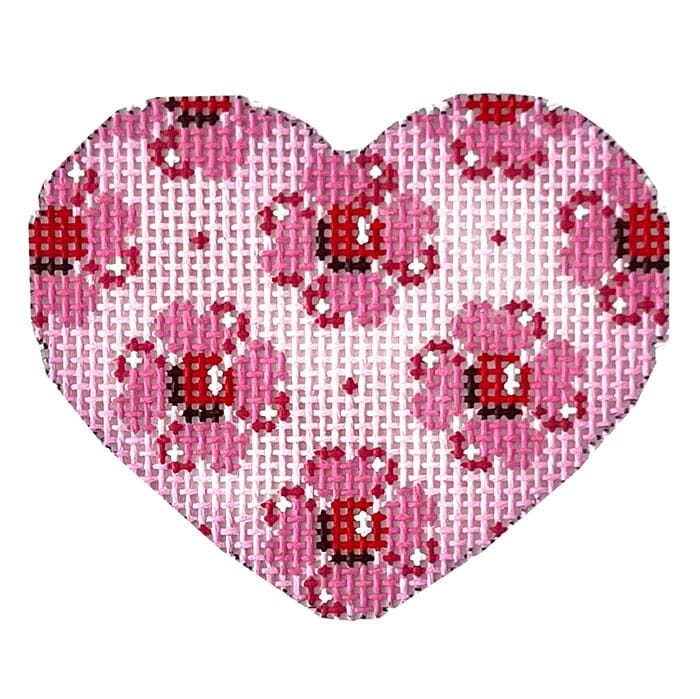 Pink Flowers Mini Heart Painted Canvas Associated Talents - 1