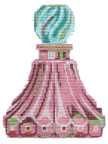 Pink Fluted Perfume Bottle Painted Canvas Labors of Love Needlepoint - 1