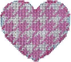 Pink Houndstooth Mini Heart Painted Canvas Associated Talents