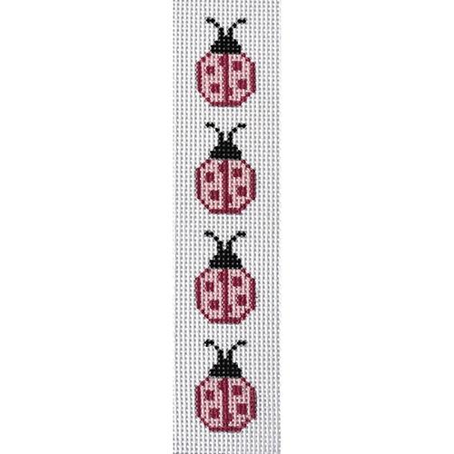 Pink Ladybug on White Bookmark Painted Canvas J. Child Designs - 1