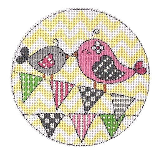 Pink Mama Bird and Baby Painted Canvas Alice Peterson Company - 1