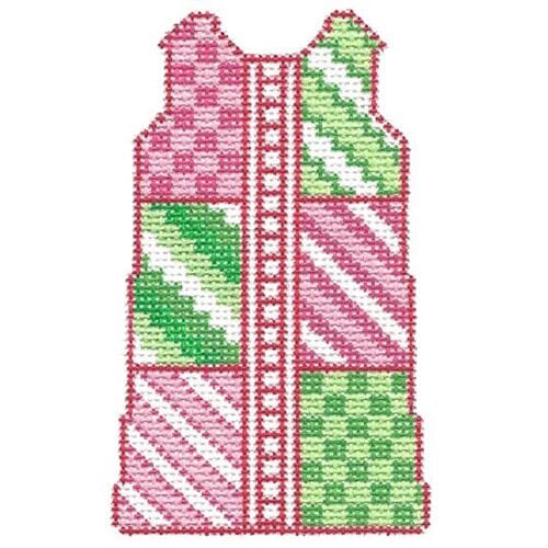 Pink Patch Shift on 18 Painted Canvas Two Sisters Needlepoint