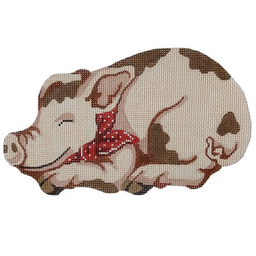 Pink Pig Ornament Painted Canvas The Colonial Needle Company - 1