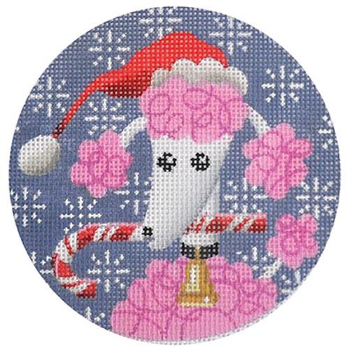 Pink Poodle Xmas Circle Painted Canvas Kirk & Bradley - 1