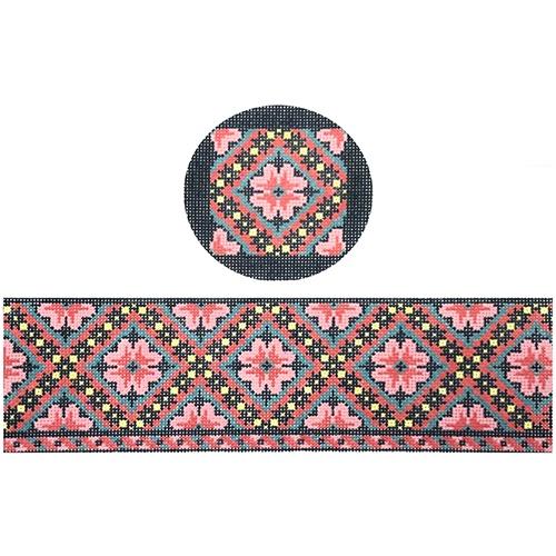 Pink, Red, & Black Hinged Box with Hardware Painted Canvas Funda Scully - 1