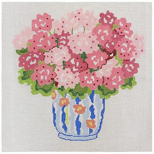 Pink Summer Geraniums Painted Canvas Jean Smith - 1