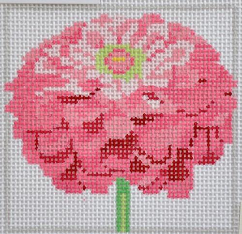 Pink Zinnia Painted Canvas Jean Smith