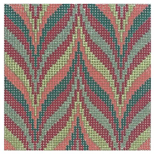 Pink/Green Coaster Painted Canvas Danji Designs - 1