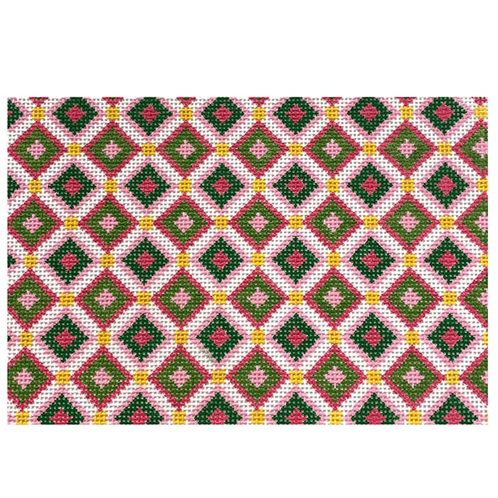 Pinks Greens Diamonds Clutch Painted Canvas Kristine Kingston - 1