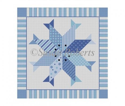 Pinwheel Fish Quilt Painted Canvas Susan Roberts Needlepoint Designs Inc.