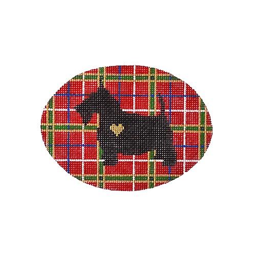 Plaid Silhouette Scotty Painted Canvas Pepperberry Designs - 1