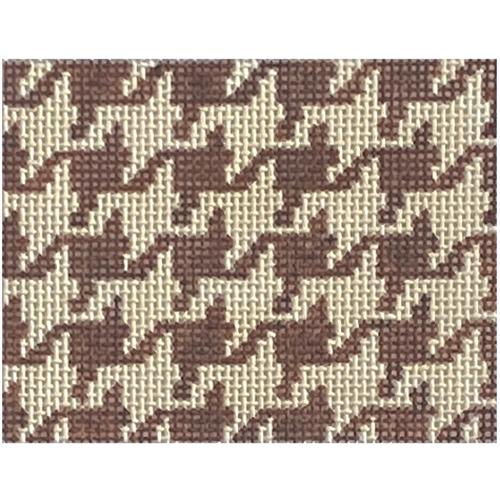 Planet Earth Credit Card Case Insert - Houndstooth Brown and Tan Painted Canvas Kate Dickerson Needlepoint Collections