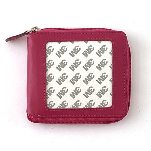 Planet Earth Leather Zip Square Wallet - Pink Leather Goods Planet Earth Leather