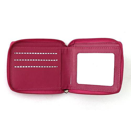 Planet Earth Leather Zip Square Wallet - Pink Leather Goods Planet Earth Leather