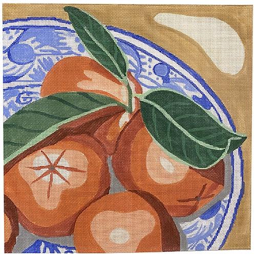 Plate of Oranges Painted Canvas Jean Smith - 1