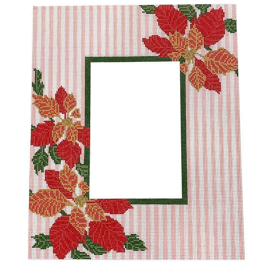 Poinsettia Frame Painted Canvas The Gingham Stitchery 