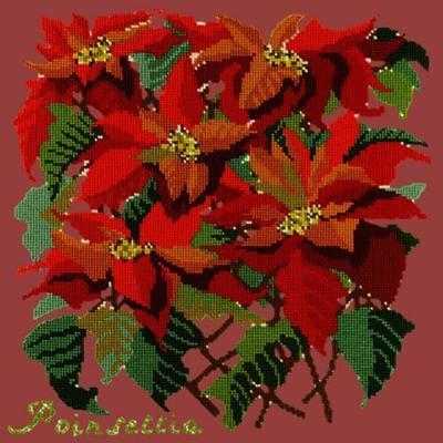 Poinsettia Needlepoint Kit Kits Elizabeth Bradley Design Dark Red