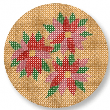 Poinsettia Ornament Painted Canvas CBK Needlepoint Collections