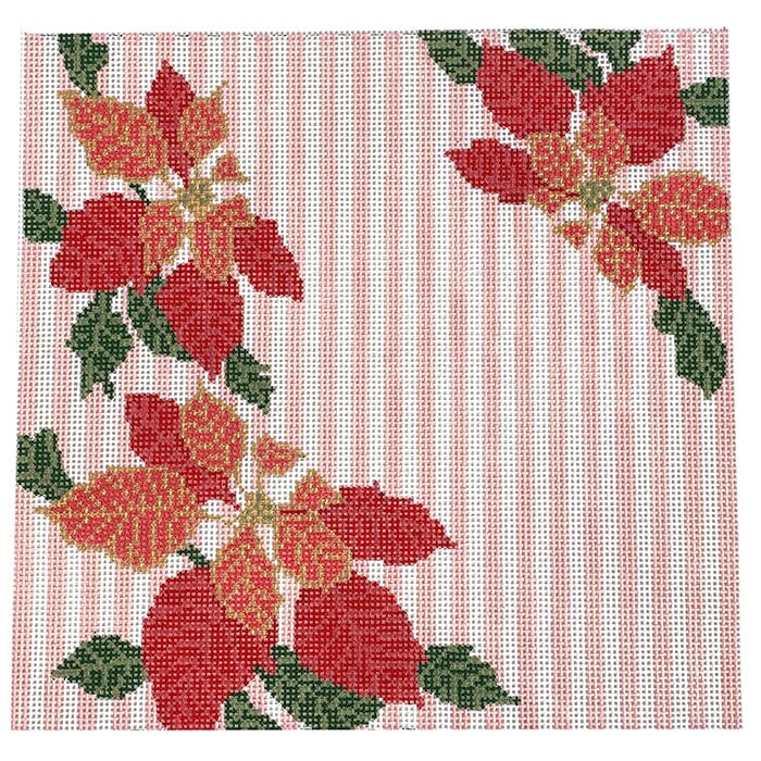 Poinsettia Pillow Painted Canvas The Gingham Stitchery - 1