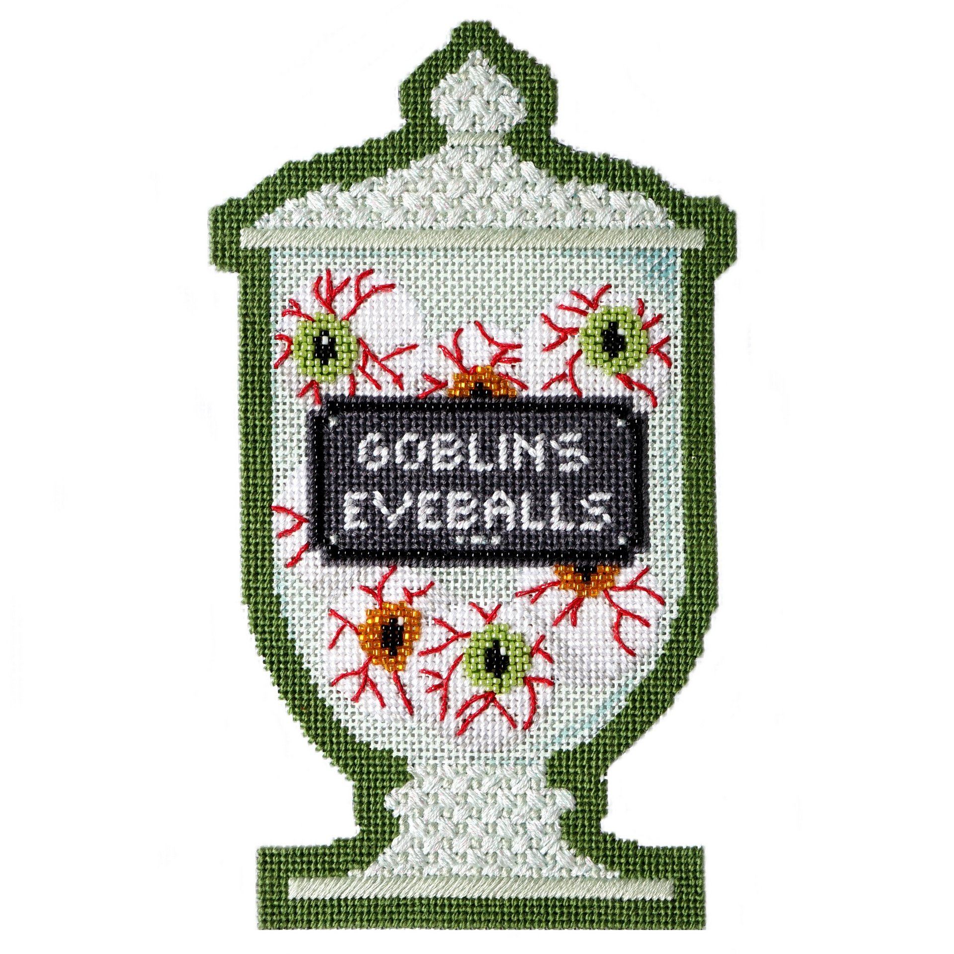 Poison Bottle Goblins Eyeballs with Stitch Guide Painted Canvas Needlepoint.Com