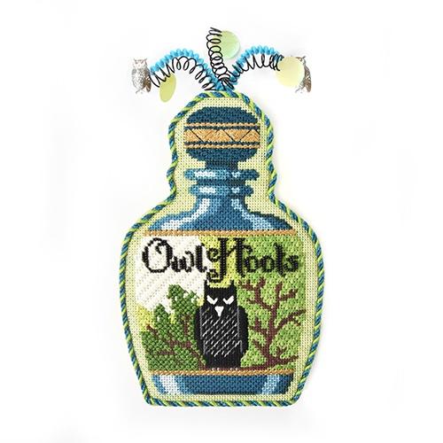 Poison Bottle Owl Hoots with Stitch Guide Painted Canvas Kirk & Bradley