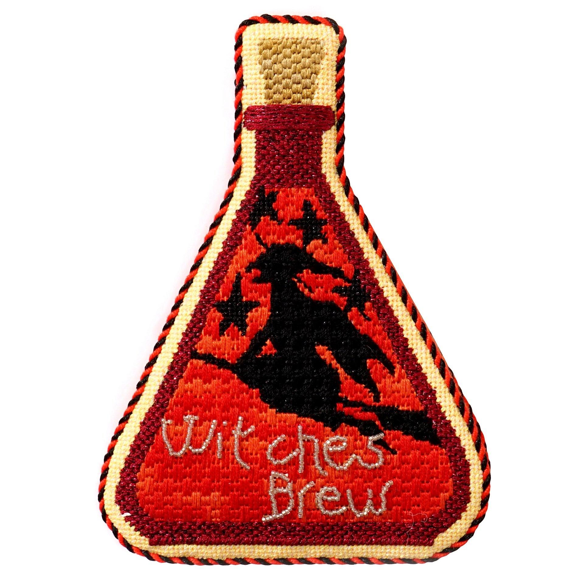 Poison Bottle Witches Brew on 18 with Stitch Guide Painted Canvas Needlepoint.Com