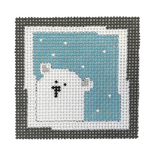 Polar Bear - Blue Painted Canvas Pippin