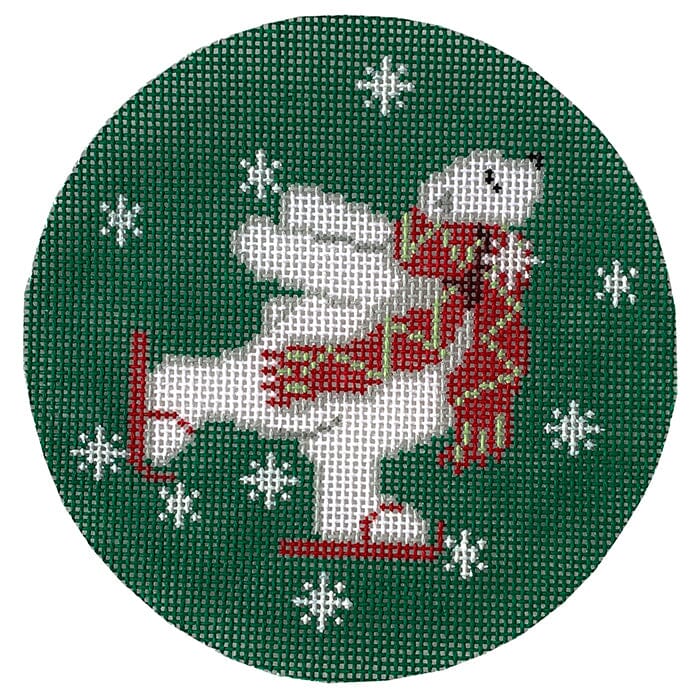 Polar Bear Ice Skating Painted Canvas CBK Needlepoint Collections
