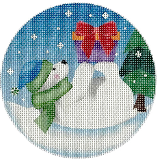 Polar Bear With Present Painted Canvas Pepperberry Designs - 1