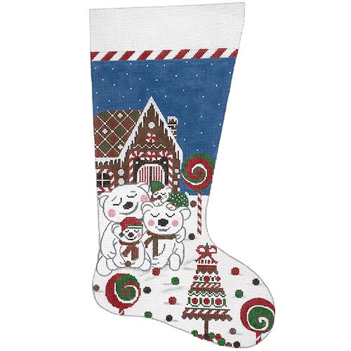 Polar Bears Stocking Painted Canvas Alice Peterson Company