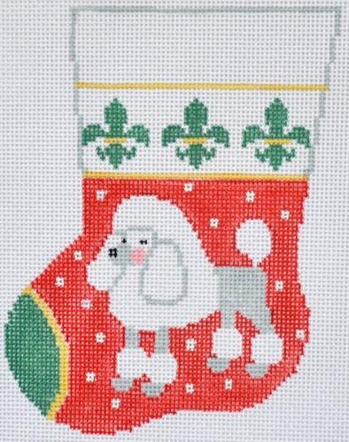 Poodle Mini Sock Painted Canvas Kathy Schenkel Designs - 1