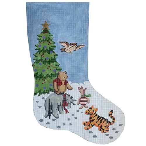Pooh and Friends Stocking painted cavnvas Silver Needle - 1