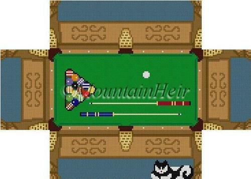 Pool Table Brick Cover Painted Canvas Susan Roberts Needlepoint Designs Inc. - 1